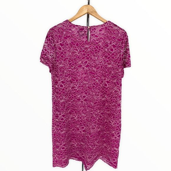 CeCe Pink Corded Lace Short Sleeve Shift Mini Dress size 10 - Picture 9 of 13
